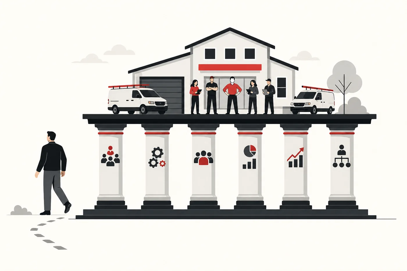A resilient home-service company supported by independent operating pillars as the owner steps away
